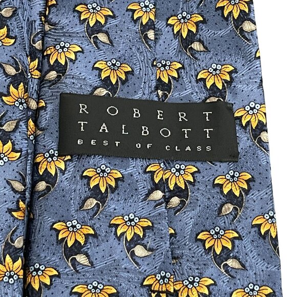 Robert Talbot Best Of Class Blue Floral design 100% Silk Tie - Picture 3 of 6